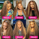 200% Highlight Ombre 360 Full Lace Front Wig 32 Inch Curly 13x6 Hd Lace Frontal Honey Blonde Colored Real Human Hair Wigs 30Inch