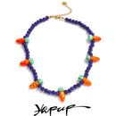Yhpup Waterproof Fashion Blue Ceramic Beads Chain Cute Carrot Drop Necklace New Arrivals Handmade Trendy Jewelry for Women