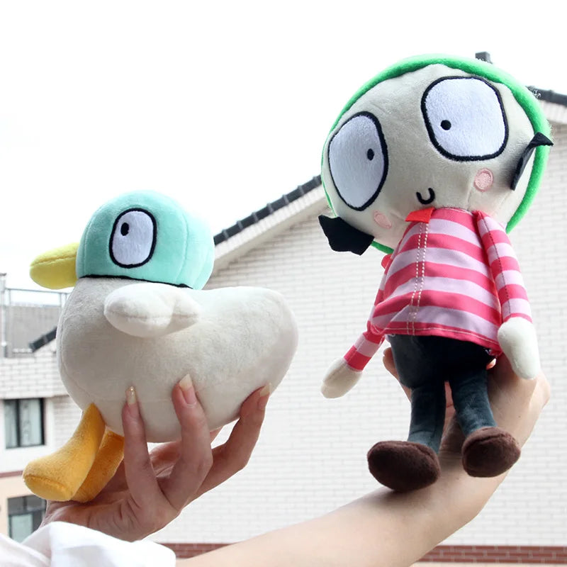 Kawaii Cute Sarah and Duck Plush Doll Anime Soft Stuffed Animal Plushie Toy Room Decor for Kids Boy Brithday Christmas Gift