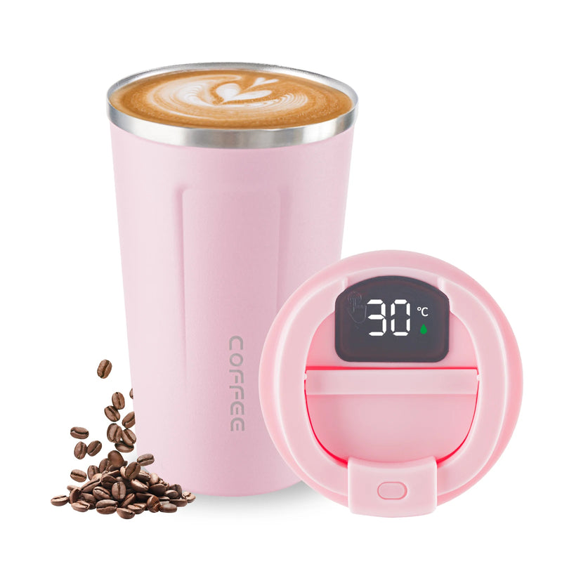 Stainless Steel Vacuum Insulated Travel Coffee Mug, Led Temperature Display Insulated Tumbler, Leak Proof with Lid 510ML