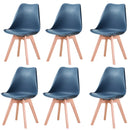 A Set of 6 Nordic Medieval Dining Chairs PU Padded Seat Beech Wood Legs Desk Chairs for Dining Room Bedroom Balcony Restaurant