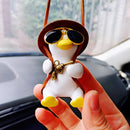 Cute Anime Cowboy Pipe Duck Car Rearview Mirror Pendant Super Cool Revolver Car Decor Pendant Auto Interior Ornament Decoration