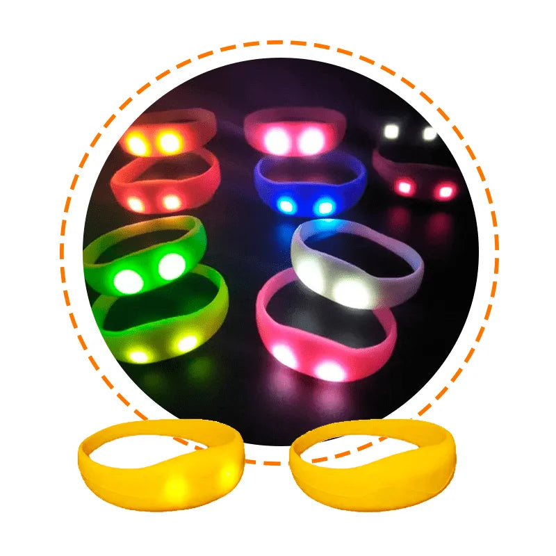 10pc Led Flashing Bracelet Light Up Bangle Wristband Voice Control Music Activated Sound LED Bracelet Glow in The Dark Party