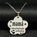 Mama Stainless Steel Chains Necklace for Women Black Enamel Statement Necklace Jewelry dia de la madre Mother's Day Gift N719S01