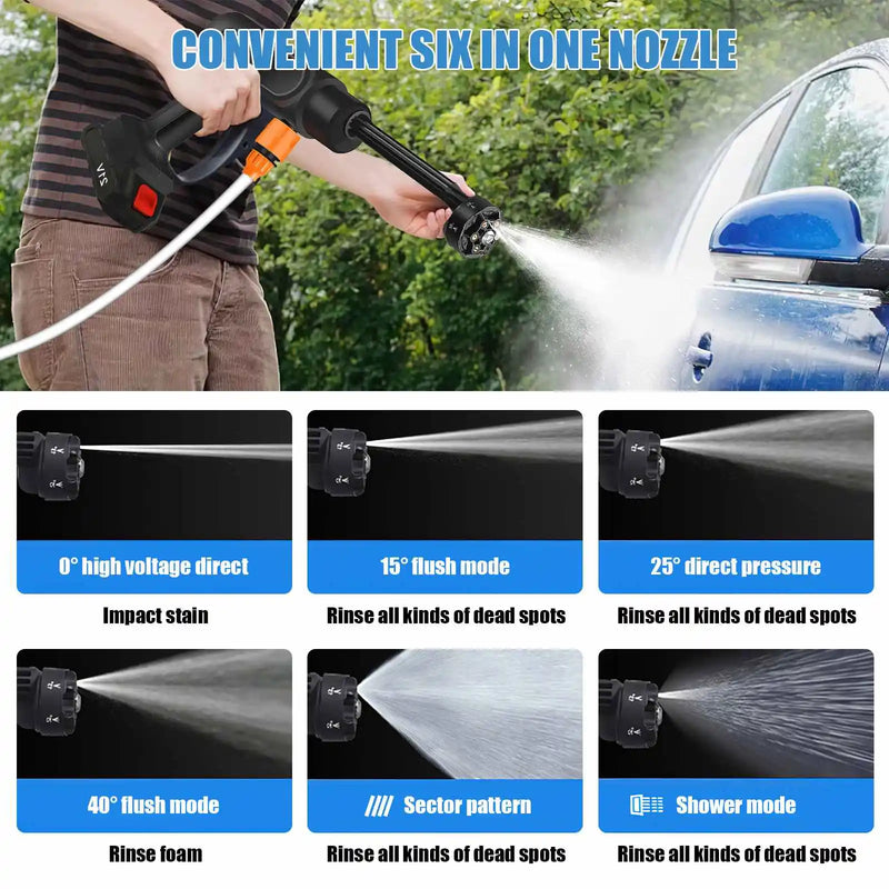 95Bar  Electric High Pressure Washer 6-in-1 Car Washing Garden Water Gun Spray Gun for Makita 18V Battery