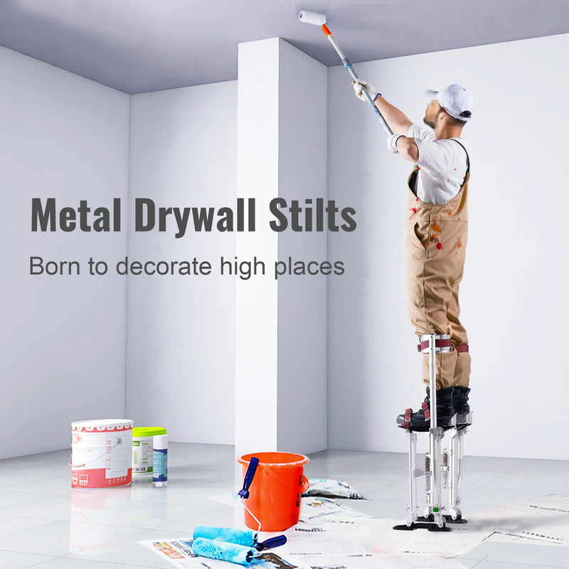 SucceBuy  Drywall Stilts 18''-30''/36''-50'' Adjustable Aluminum Tool Stilts with Protective Knee Pads Non-Slip Work Stilts