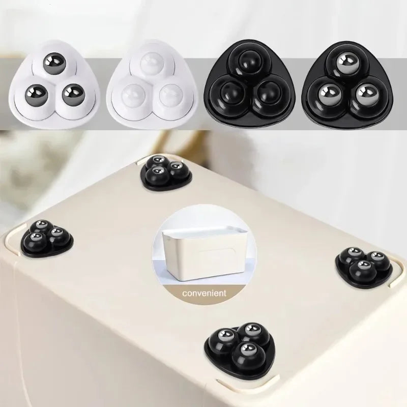 8/4PCS Self Adhesive Caster Mini Swivel Wheels Stainless Steel Universal Wheel 360 Degree Rotation Pulley for Heavy Furniture