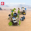SEMBO Desert Off-Road Racing Scene Assemblage Building Blocks Kits MOC Technical Auto Sports Car Model Bricks Toys Holiday Gifts