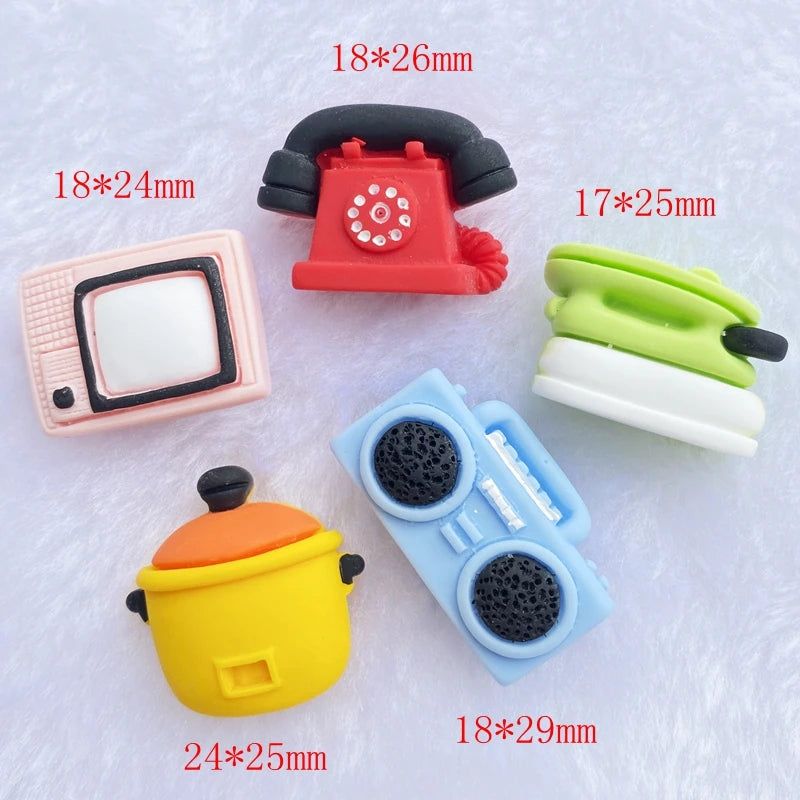 10Pcs Kawaii Cute Mixed Mini Retro Gadgets Flat Back Resin Cabochons Scrapbooking DIY Jewelry Craft Decoration Accessories  E26