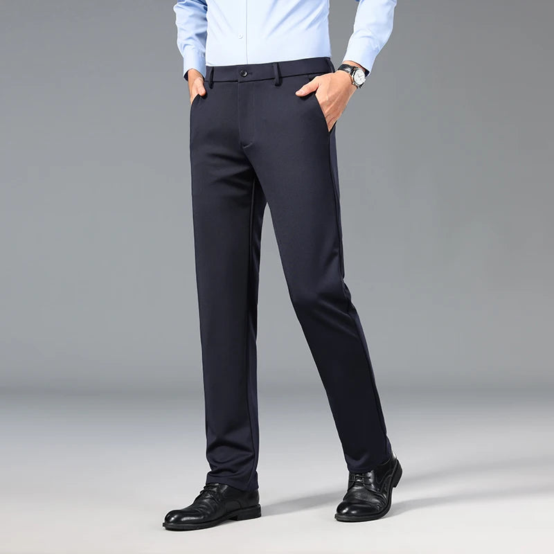 Men's Spring Autumn Fashion Business Casual Long Pants Suit Pants Male Elastic Straight Formal Trousers 2024 Plus Big Size 28-40