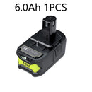 6000mAh For RYOBI 18V Li-Ion Replacement For Ryobi P108 P107 P108 RB18L50 RB18L20 Power Tool Rechargeable Battery And Charger
