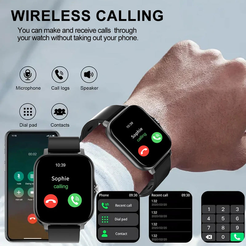Smartwatch can answer and make calls, receive message reminders, multiple sports modes, compatible with Android and iPhone