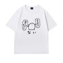 100 Pure Cotton Japanese-style Cute Cartoon Text Short-sleeved New Loose T-shirts for Men and Women, Summer 2D Anime Tops
