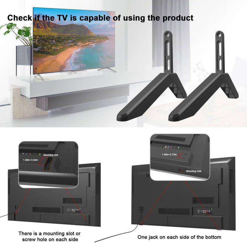 Universal Table Top TV Stand Mount for Sony Sansui LG Vizio Hisense LED Screen Television Height Legs Anti Slip Strong TV Base