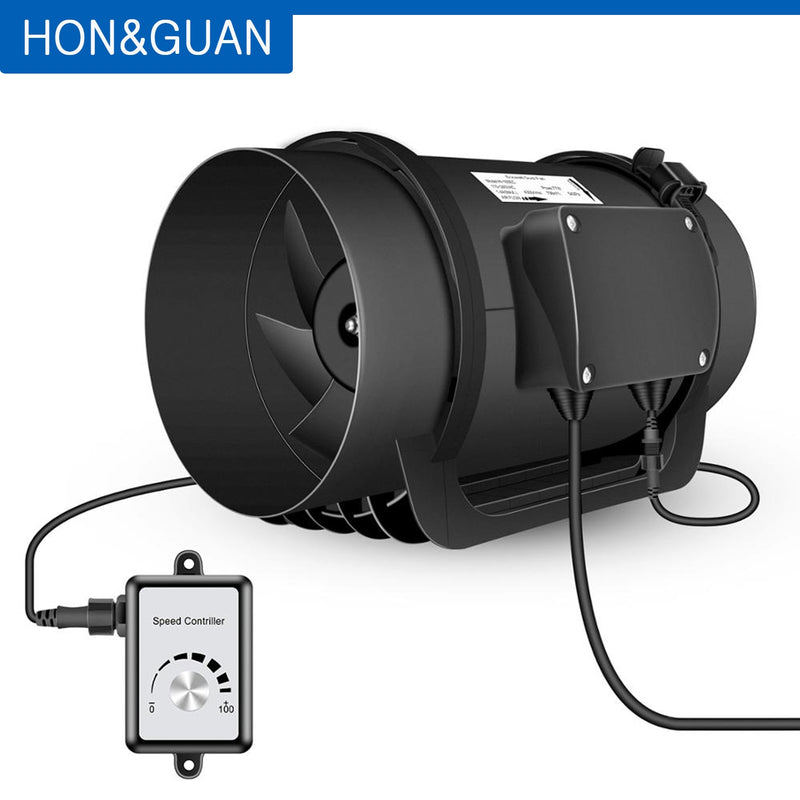 Hon&amp;Guan 8 Inch Inline Duct Fan 0-10V PWM Variable Speed Controller Air Extractor for Bathroom Exhaust Ventilator EC Motor