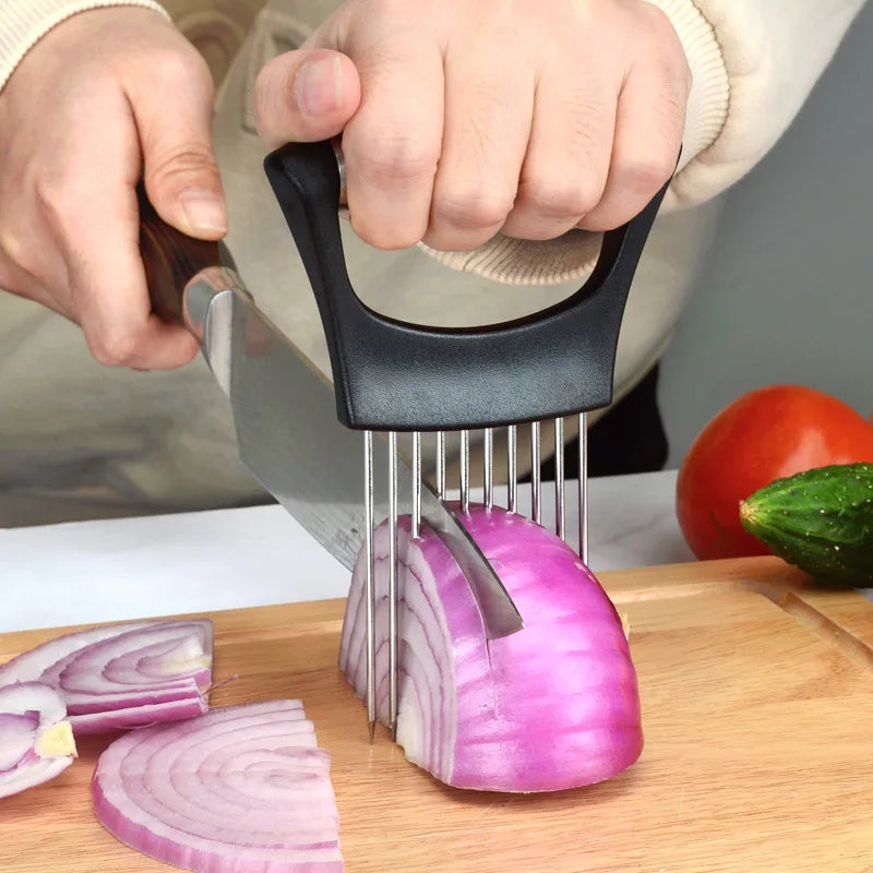 Creative Onion Fork Slicer Stainless Steel Loose Meat Needle Tomato Potato Vegetables Fruit Cutter Safe Aid Tool Kitchen Gadgets
