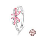 Neue Valentinstagsringe Süße Rosa Zirkon Prinzessin Schleifen Größe 7-9 Für Frauen 925 Silberring Romantischer Feiner Schmuck Geburtstagsgeschenk