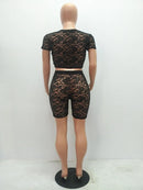 HAOYUAN Sexy Black Lace Two Piece Set 2021 Summer Clothes for Women Crop Top and Shorts Suit Club Outfits 2 Piece Matching Sets
