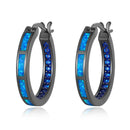 CiNily White Fire Opal Hoop Earrings With Stone Silver Plated Small Round Circle Chic Summer Punk Jewelry Best Gifts for Woman