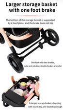 PU Leather Baby Stroller 3 in 1 Lightweight Carriage Foldable Travel Pram Multifunctional Mountable Infant Cart For Newborns New
