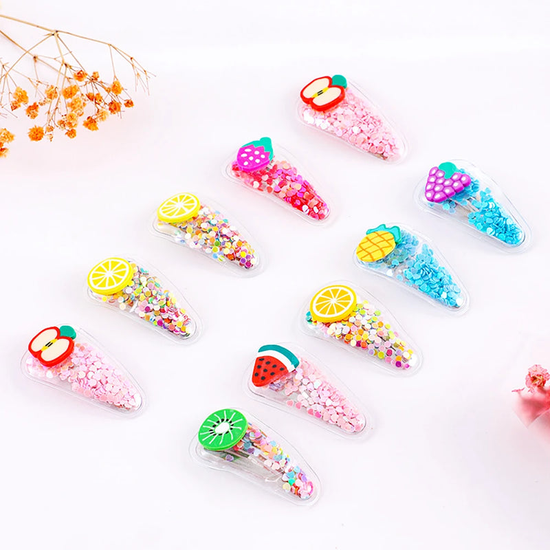 12Pcs Cute Girls Fruit Hairpins Girls Birthday Party Gifts Pinata Filler Carnival Easter Party Kindergarten Back to School Gifts