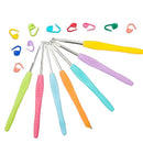 New8Pcs Mix Size Crochet Hook 2.5mm to 6.0mm Aluminum Crochets TPR Soft Handle DIY Knitting Needles Sets Sewing Tool Accessories