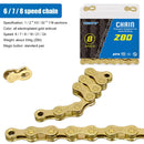 8/9/10/11 Speed Bicycle Chain Fully Electroplated Gold Rust Corrosion Resistant Wear-resistant Durable Suitable for Most Bikes