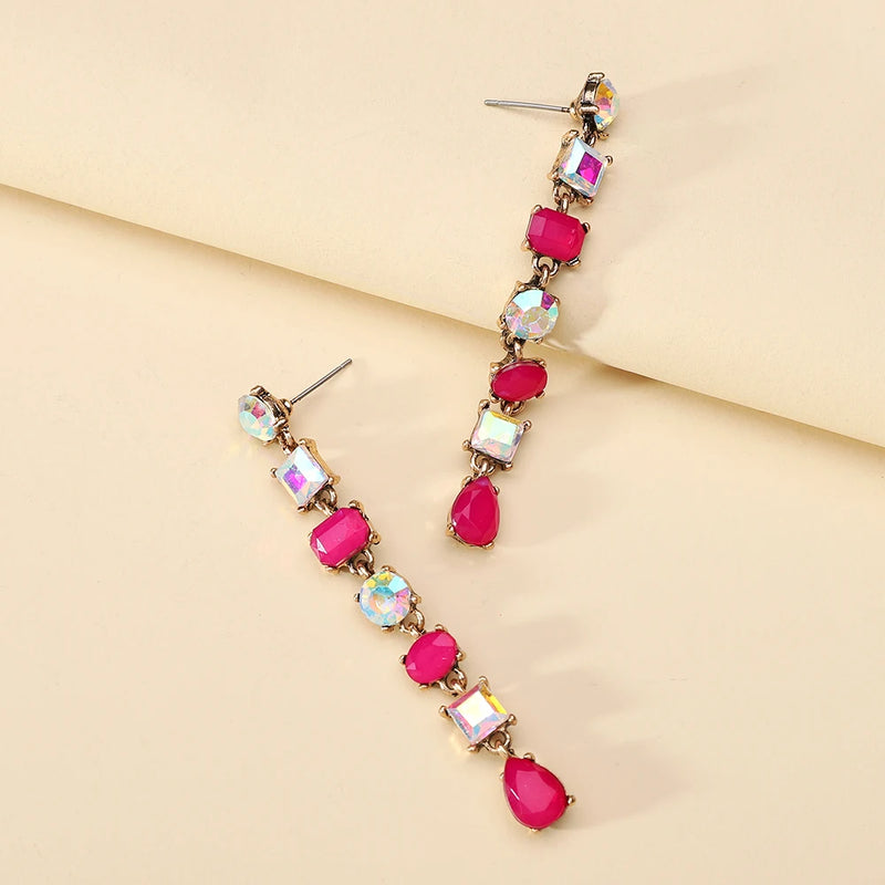 Elegant Cute Teardrop Fashion Shiny Rhinestone Wedding Party Pendant Jewelry Luxury Design Charm Dangle Earrings For Women Gift