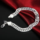 Aktion 100% authentisches 925 Sterling Silber Damen Kettenarmband 10MM Großhandel Mode Herrenschmuck Silber Herrenarmband