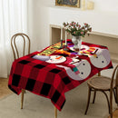 Red black plaid elk table cloth Sleigh snowman table cloth Christmas party table cloth end table tablecloth New Year decorations