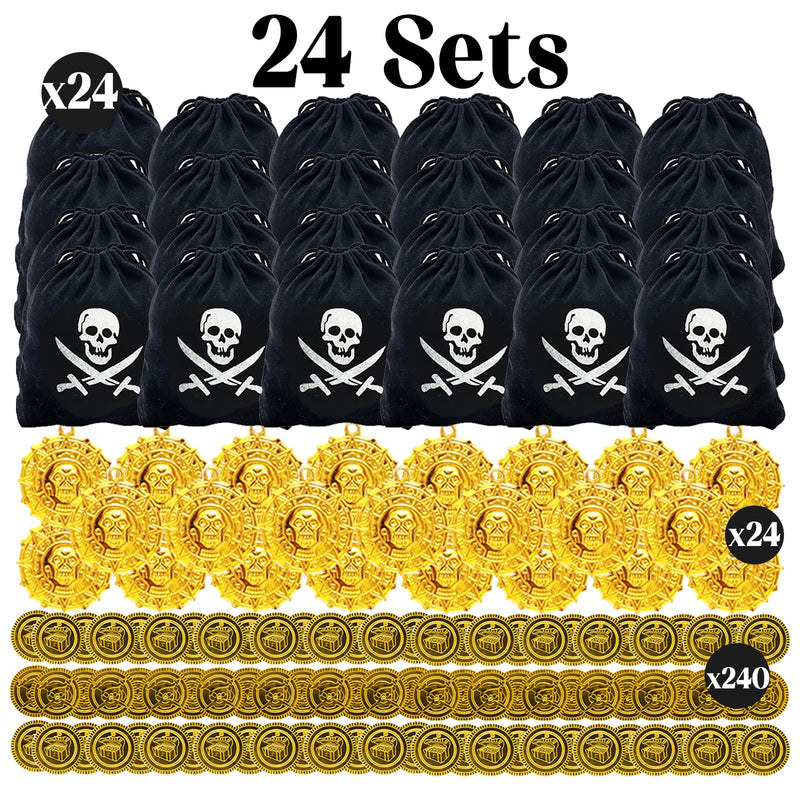 6-48Sets Pirate Party Supplies Halloween Pirate Costumes Child Birthday Party Favors Pirate Accessories Pirate Hat Sword