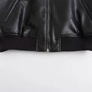 autumn new women's European and American style high-end feeling slimming faux leather pilot jacket short jacket