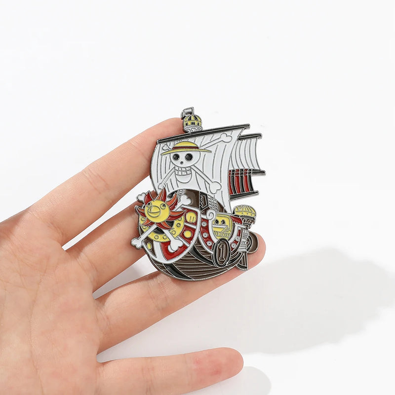 Cartoon One Piece Pirate Ship Brooch Anime Metal Enamel Pins Clothing Bag Lapel Badge Jewelry Gift for Fans Friends Accessories