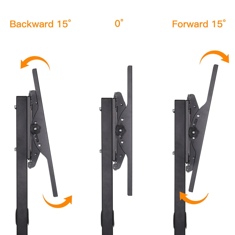 Rolling Floor TV Stand Tilting Height Adjustable for 32-70 Inch Portable TV Trolley Cart