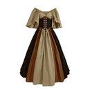 Women Patchwork Medieval Renaissance Dress Halloween Gothic off Shoulder Retro Long Dress