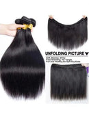 40 42 Inch Long Straight Human Hair Bundles Natural Brazilian Virgin Hair 1/3/4 Bundles Hair Extensions Double Weft Wet And Wavy