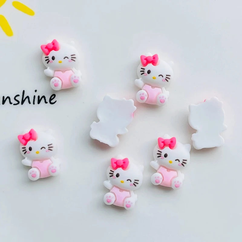 20 Pcs New Cute Cartoon Animal Kitten Resin Cabochon Scrapbooking DIY Jewelry Hairpin Craft Decoration Accessories