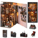 Book Nook Kit The Addams Family DIY Wooden Puzzle Wednesday Halloween Bookshelf Dollhouse Model Bookend Building Home Decoration