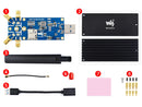5G Dongle Expansion Board USB 3.1 to M.2 Key B Port Aluminum Cooling Plate  with Interface 4 Antennas for Raspberry Pi 4 Windows
