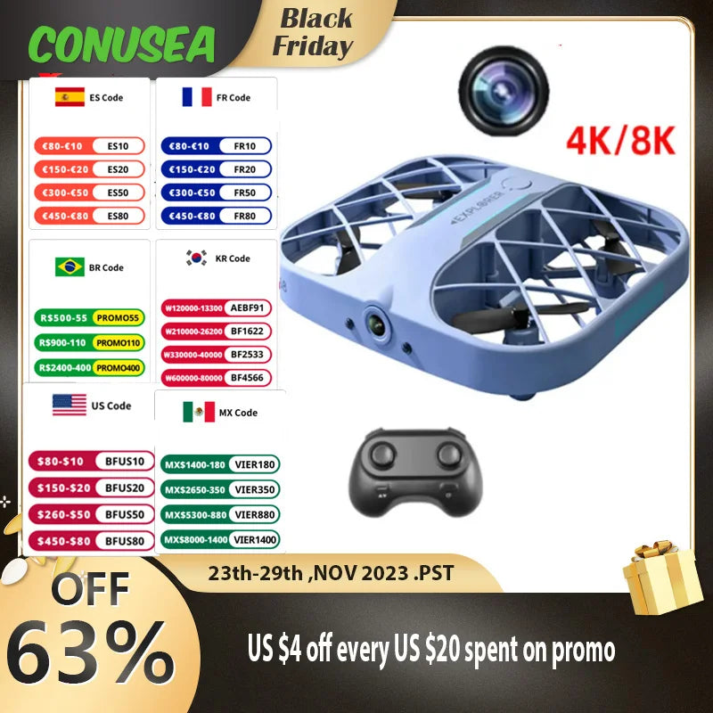 JJRC H107 8k Drone wifi fpv drones with camera hd 4k remote control helicopter Plane Pocket Quadcopter Christmas Gift for boys
