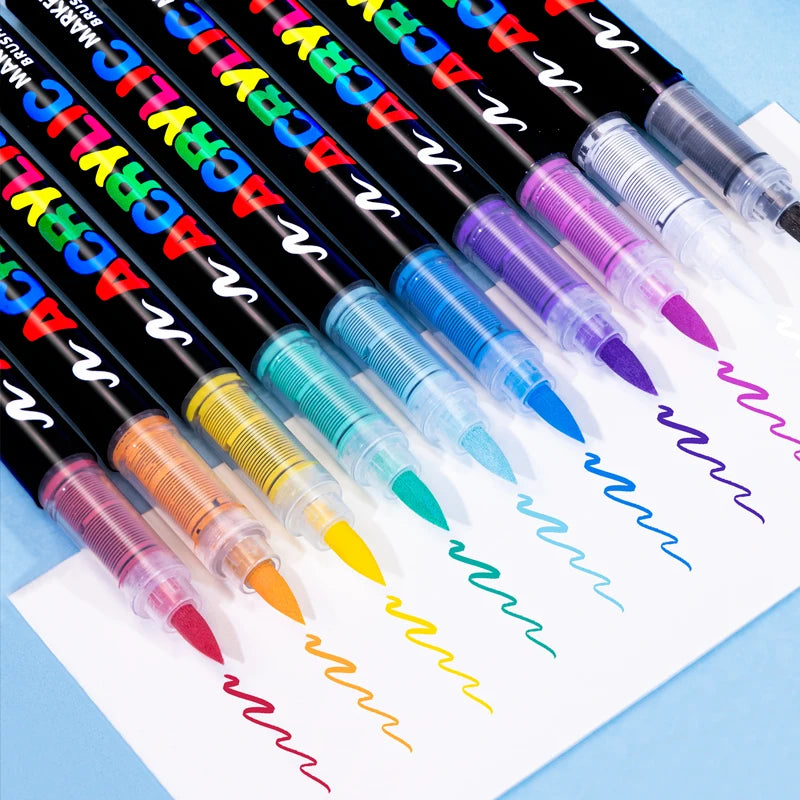 12/72 Colors Acrylic Marker Pen for Rock Painting, Brush Tip Paint Markers, Art Supplies Fabric Fabric Markers Waterproof Paint