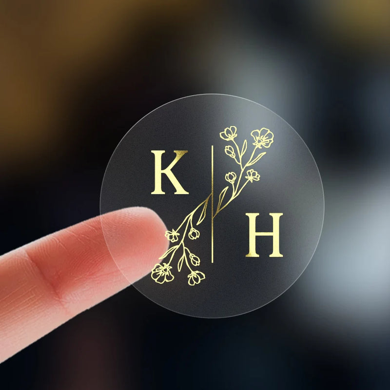 Custom Gold Foil Stickers Wedding nvitation card gift box Personalized Round logo Bridal Party Decoration Hebrew Minor Language