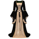 Medieval Renaissance Velvet Long Dress Women Victorian Retro Fancy Gown Halloween Cosplay Costume Plus Size