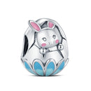 Hot Original Pendant S925 Sterling Silver Rabbit Charm Fit 3mm Bracelet Diy For Women Classic Easter egg beads Daily Gift Fine