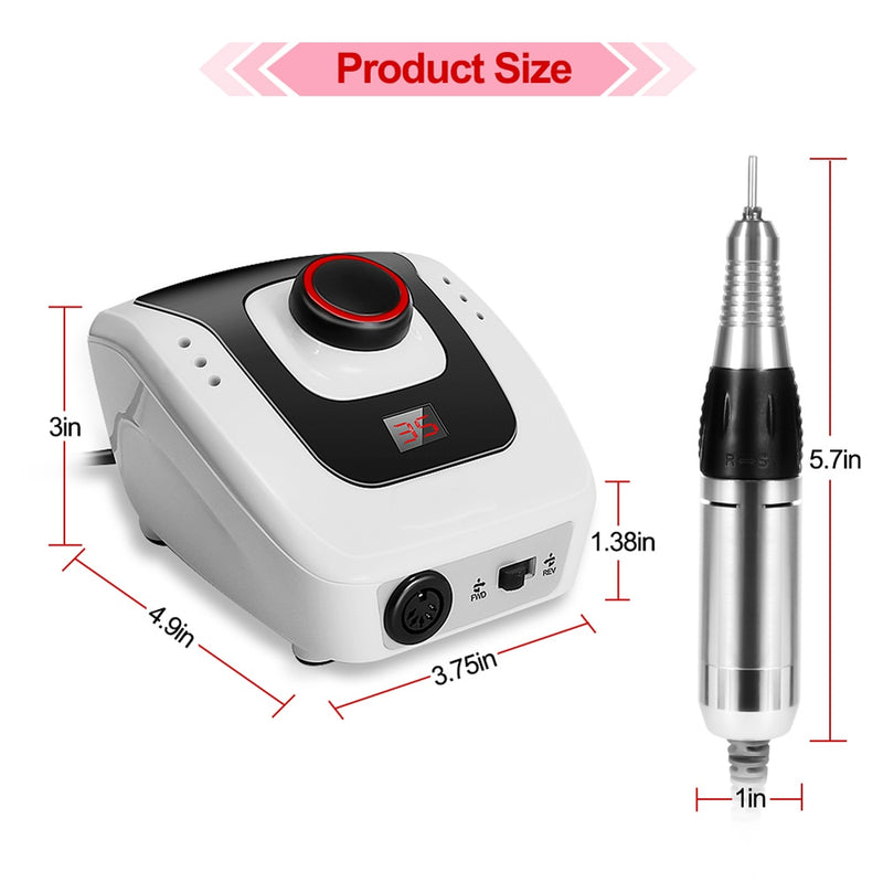 35000RPM Electric Nail Drill Manicure Professional Manicure Pedicure Drill Accessories Electric Nail File with Cutter Nail Tools