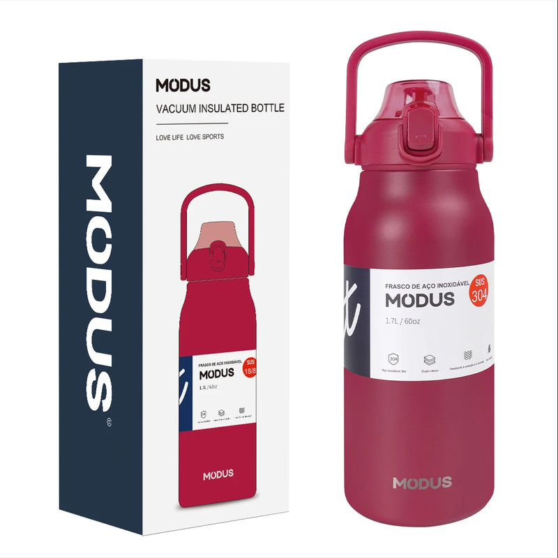 MODUS Garrafa Térmica de Viagem Vacuum Inox com Palha Copo Térmica Fria e Quente Vácuo