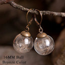 2 Paare 16MM Glaskugel Löwenzahn Samen Ohrringe Öko Ohrring Botanischer Schmuck Natur Echte getrocknete Blumen Ohrhänger für Frauen