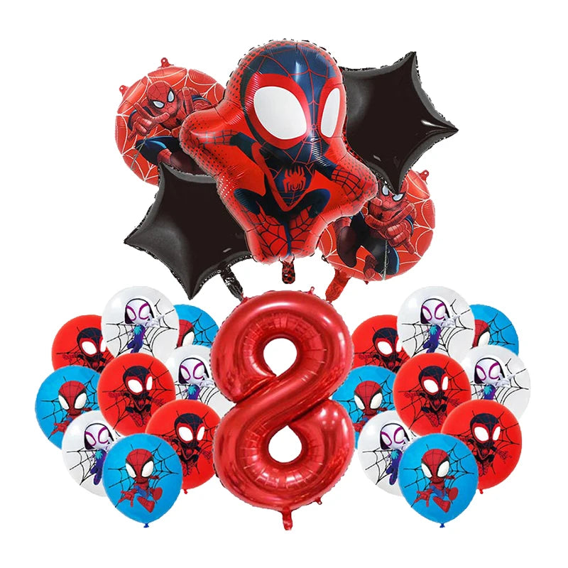 Spiderman Birthday Decorations New Spiderman Aluminum Film Balloon Disposable Tableware Party Plates Straw Supplies Baby Shower