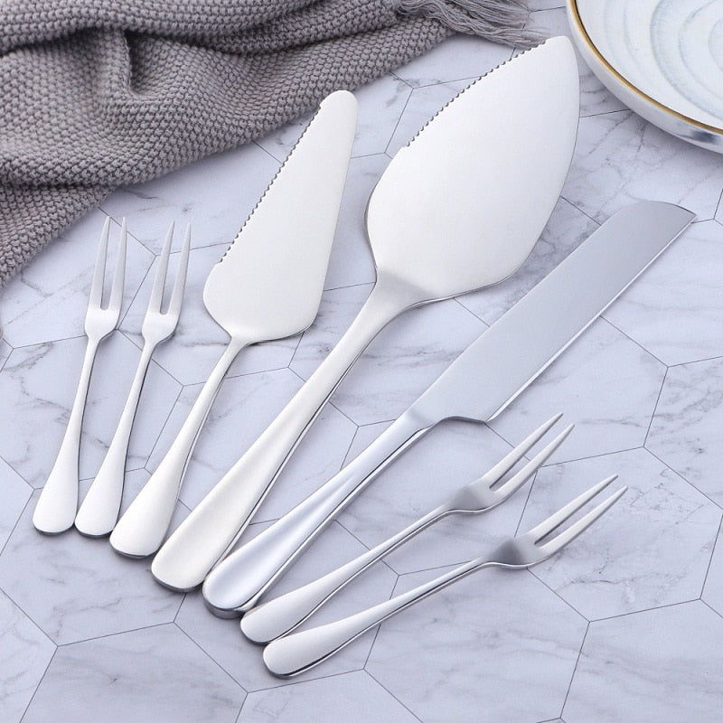 Stainless Steel Cake Shovel Serving Knife and Cake Fork Set Baking Tool for Pie Pizza Server Kitchenware Baking &amp; Pastry Spatula