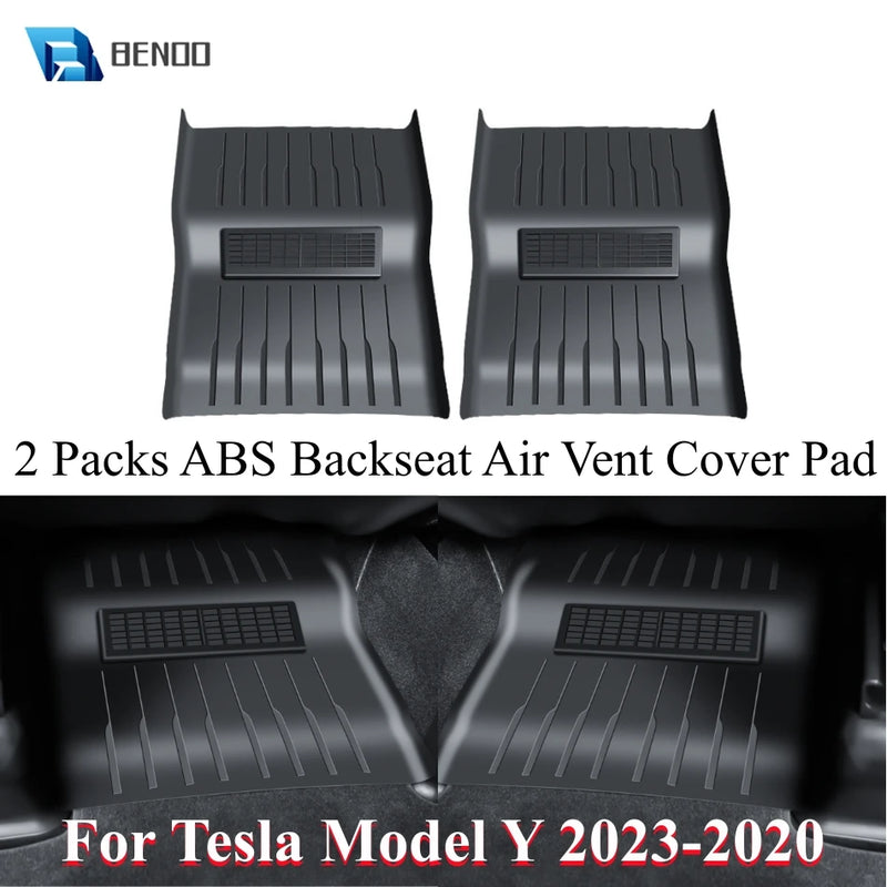 2 Packs Set For Tesla Model Y 2023-2020 ABS Backseat Air Vent Fully Cover Pad Integrated Design Air Flow Vent Grille Protection